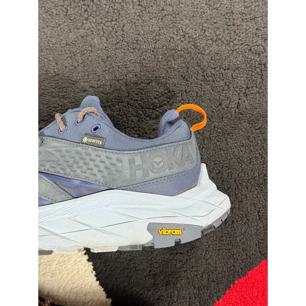 Hoka Shoes Mens Size 10D Anacapa Low GTX Blue Gray Vibram GoreTex Hiking Outdoor